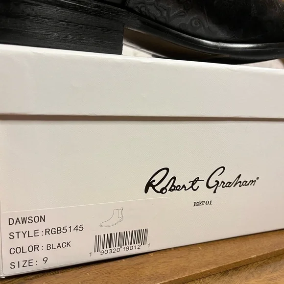 Robert Graham Skull ? Black Boots ? size 9 Robert Graham Big & Tall Nori Embossed Skull Loafers in  main image 4